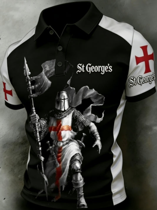 Men's St George's Day Casual Short-Sleeve Polo Shirt