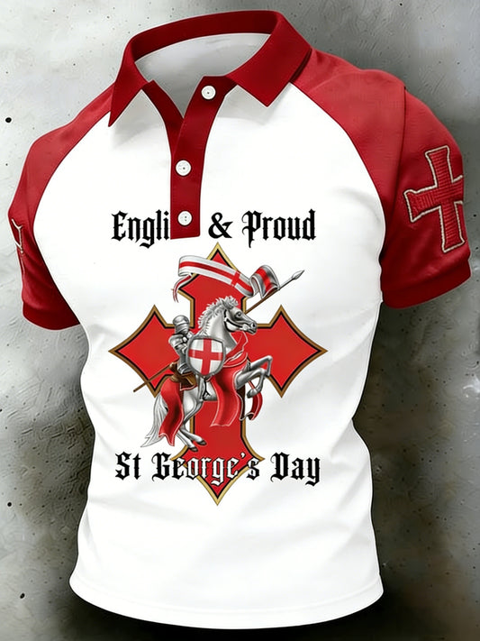Men's  Retro St George's Day  Casual Short-Sleeve T-Shirt
