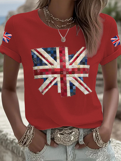Women's british flag print Iron On Short Sleeve T-Shirt