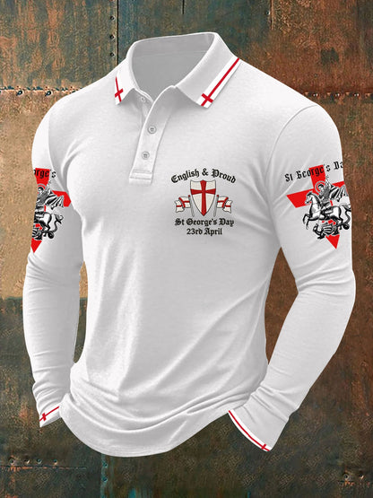 Men's St George's Day long sleeve polo  shirt