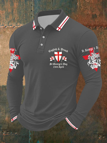 Men's St George's Day long sleeve polo  shirt