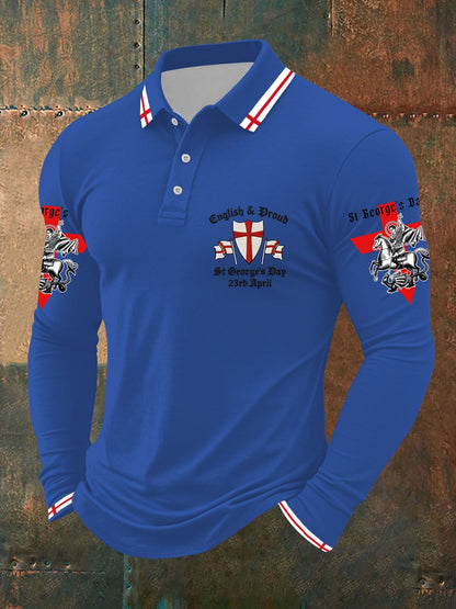 Men's St George's Day long sleeve polo  shirt