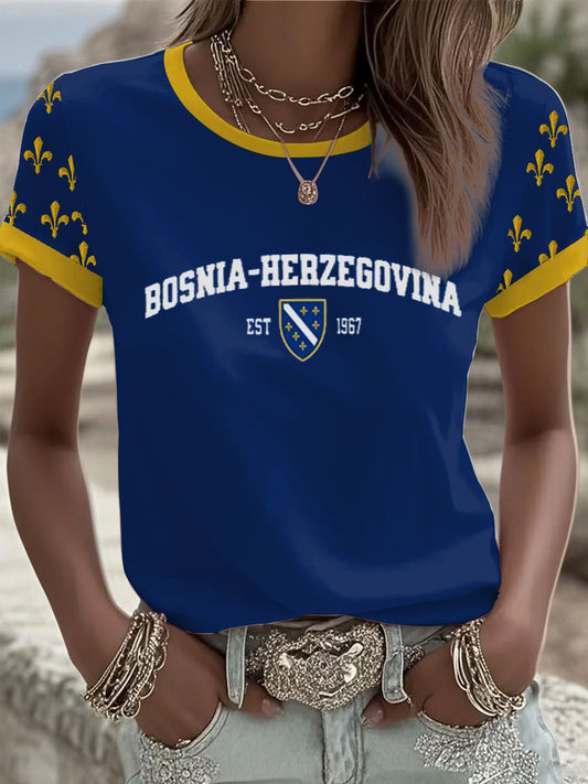 Women's  Bosnia ZMAJEVI Football Lover Printed short-sleeved T-shirt
