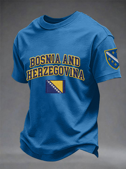 Men's Bosnia ZMAJEVI Football Lover Printed imitation cotton short-sleeved T-shirt