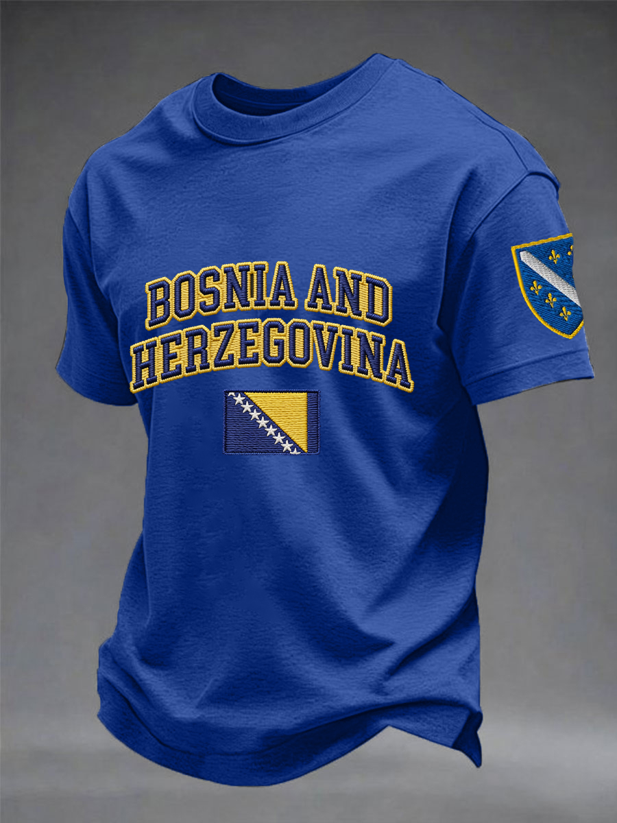Men's Bosnia ZMAJEVI Football Lover Printed imitation cotton short-sleeved T-shirt