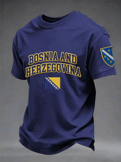Men's Bosnia ZMAJEVI Football Lover Printed imitation cotton short-sleeved T-shirt