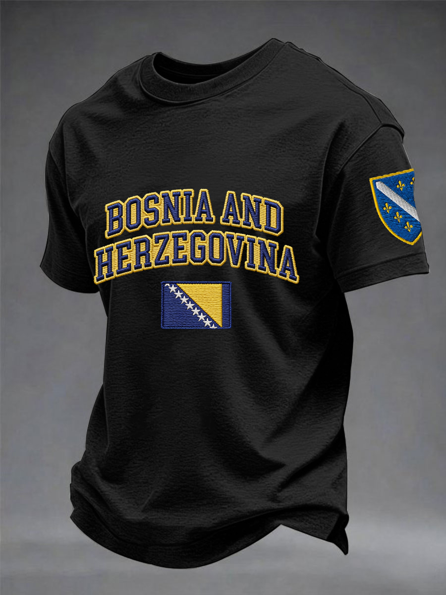 Men's Bosnia ZMAJEVI Football Lover Printed imitation cotton short-sleeved T-shirt