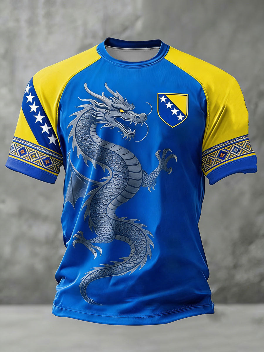 Men's Bosnia ZMAJEVI Football Lover Printed short sleeve t-shirt