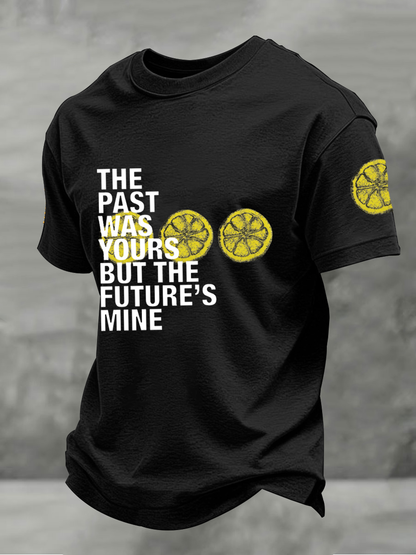 Men's Lemon Roses Music Lover Printed imitation cotton short-sleeved T-shirt