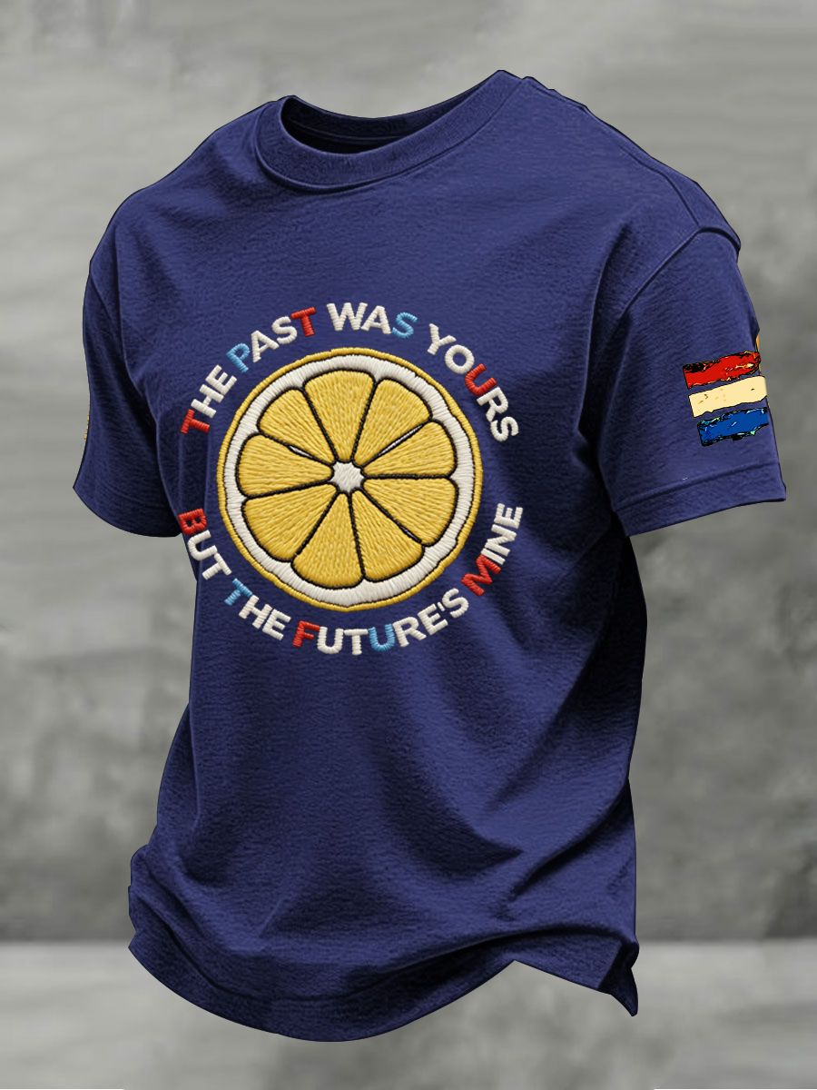 Men's Lemon Roses Music Lover Printed imitation cotton short-sleeved T-shirt