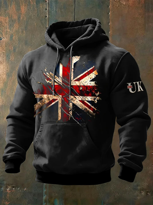Men's Vintage British Oversized Drop-Shoulder Hoodie with Pockets