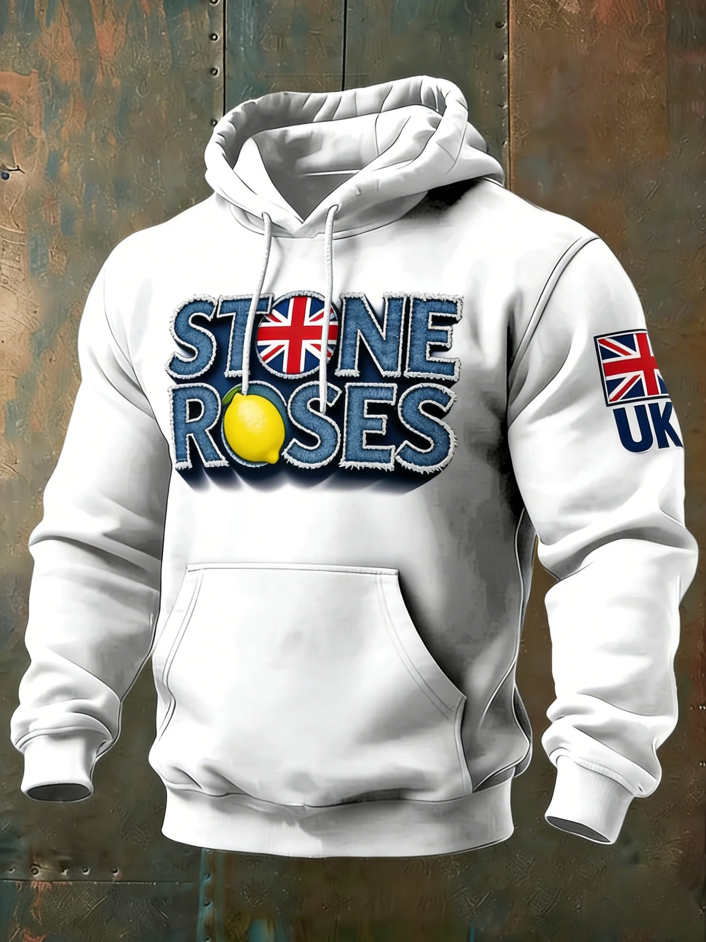 Men's British The Stone Rose Design Printed Hooded Sweatshirt