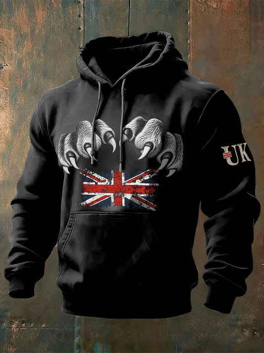 Men's Vintage British Oversized Drop-Shoulder Hoodie with Pockets