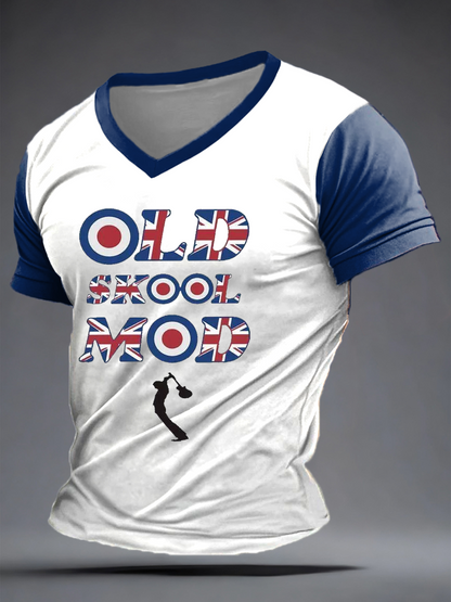 Men's UK Mods Music Lover V-neck T-shirt