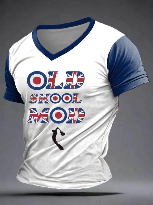 Men's UK Mods Music Lover V-neck T-shirt