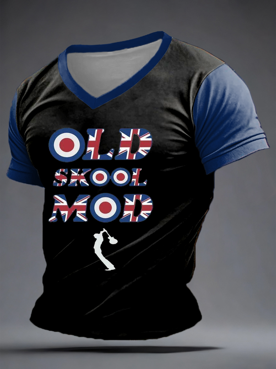 Men's UK Mods Music Lover V-neck T-shirt