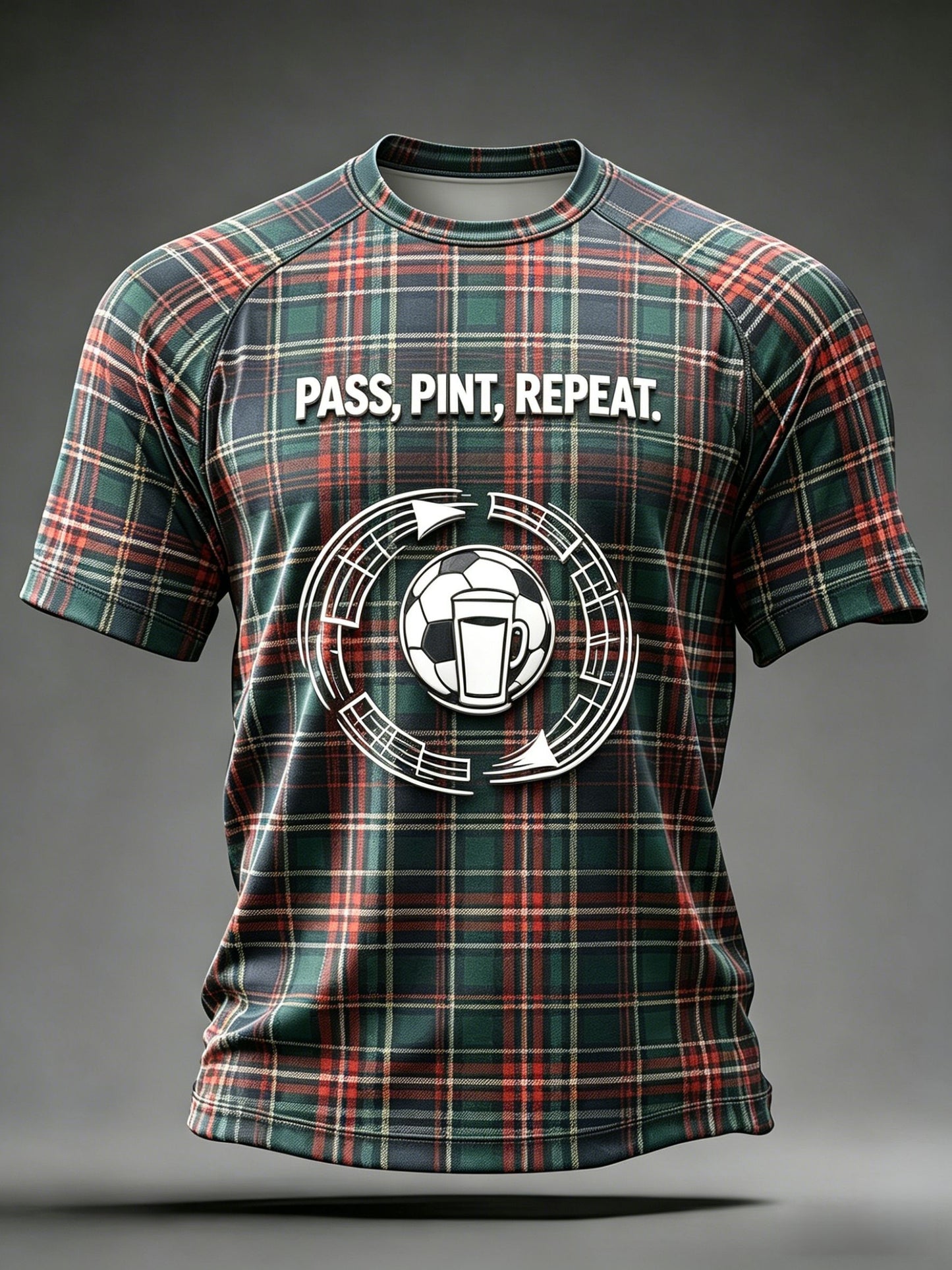 Men's UK Scotland Football Lover  PASS, PINT, REPEAT. Printed T-shirt