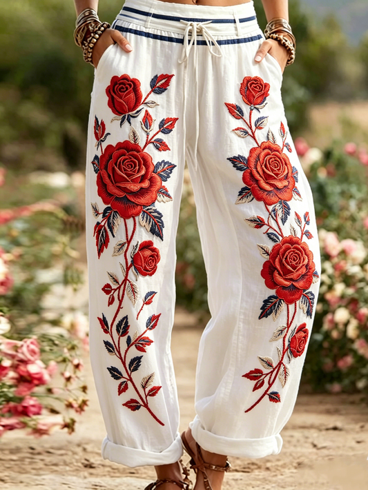 Women's Floral  Printed Comfortable High Stretch Flared Pants