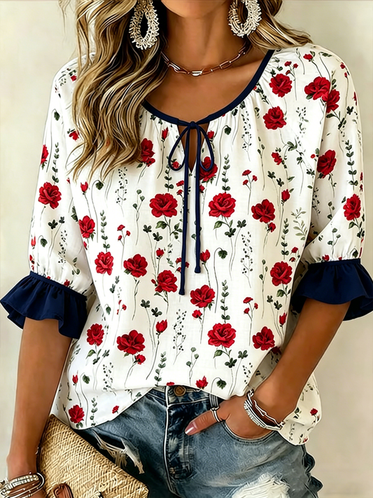 Women's Croatian Red And White Checkered Art Print T-Shirt