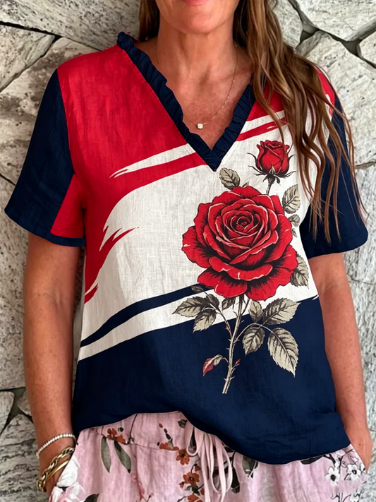 Women's Rose Print T-shirt