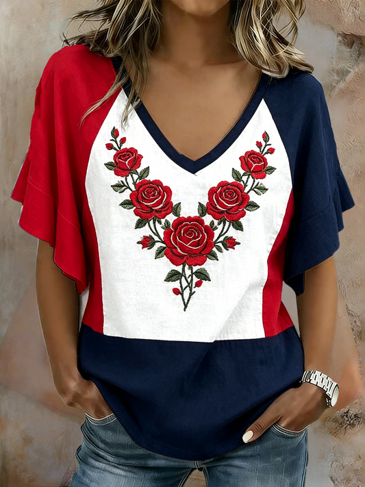 Women's Floral Print Short Sleeve T-Shirt