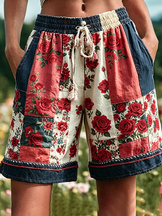 Women's Floral Print Pants Shorts