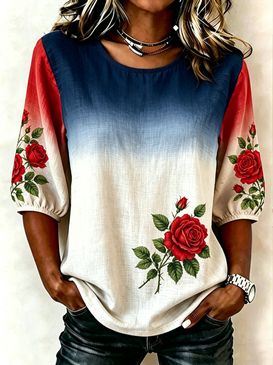 Women's Rose Print T-shirt