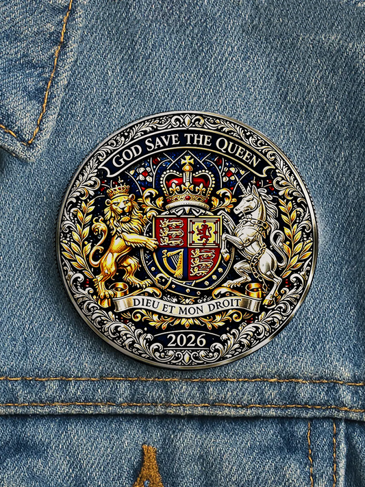 Unisex Queen's 100th Anniversary Print Brooch