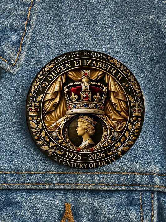 Unisex Queen's 100th Anniversary Print Brooch