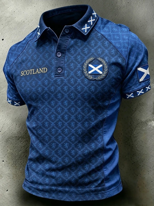 Men's UK Scotland Football Lover 2026 Printed Short-Sleeve Polo Shirt