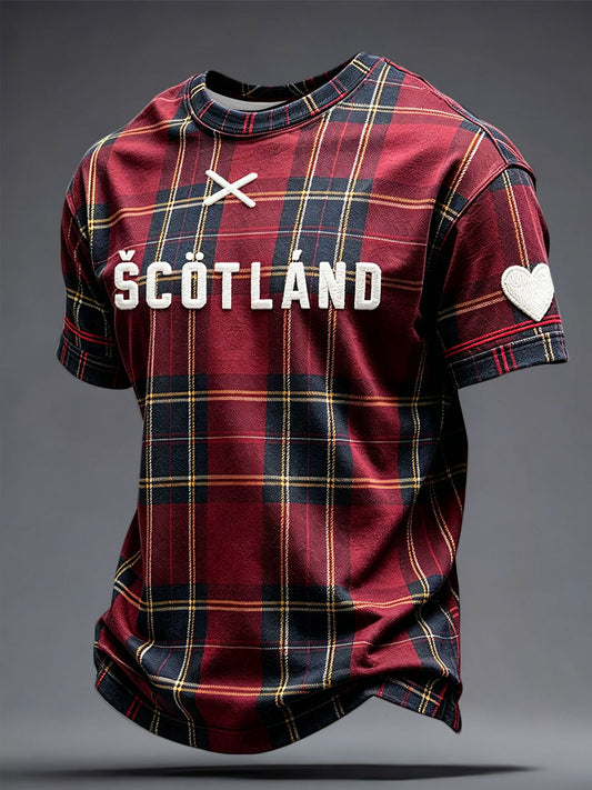 Men's Scotland Football Lover Heart Art  Printed T-Shirt