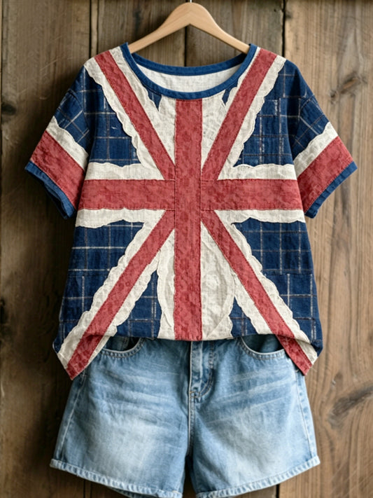 Women's linen short-sleeved T-shirt