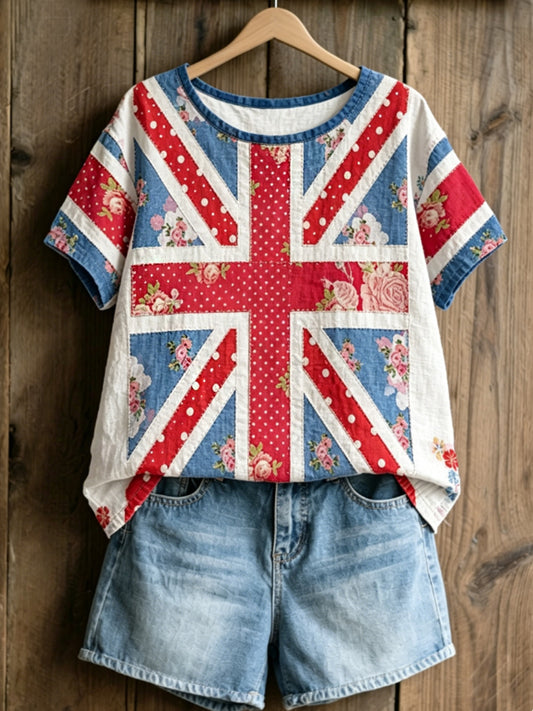 Women's linen short-sleeved T-shirt