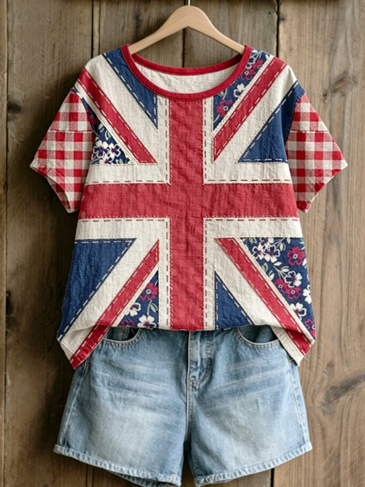 Women's linen short-sleeved T-shirt