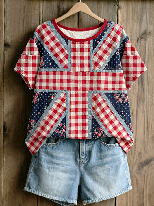 Women's linen short-sleeved T-shirt