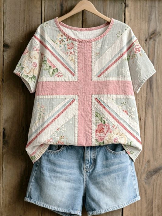 Women's linen short-sleeved T-shirt