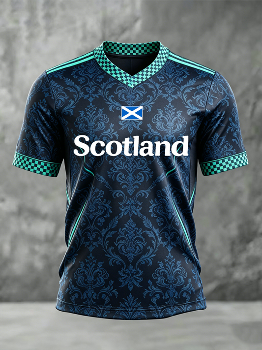 Men's UK Football Lover Scotland Printed V-neck T-shirt