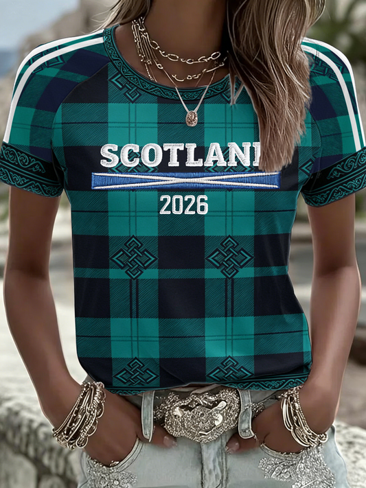 Women's UK Football Lover Scotland Printed round neck short sleeve T-shirt