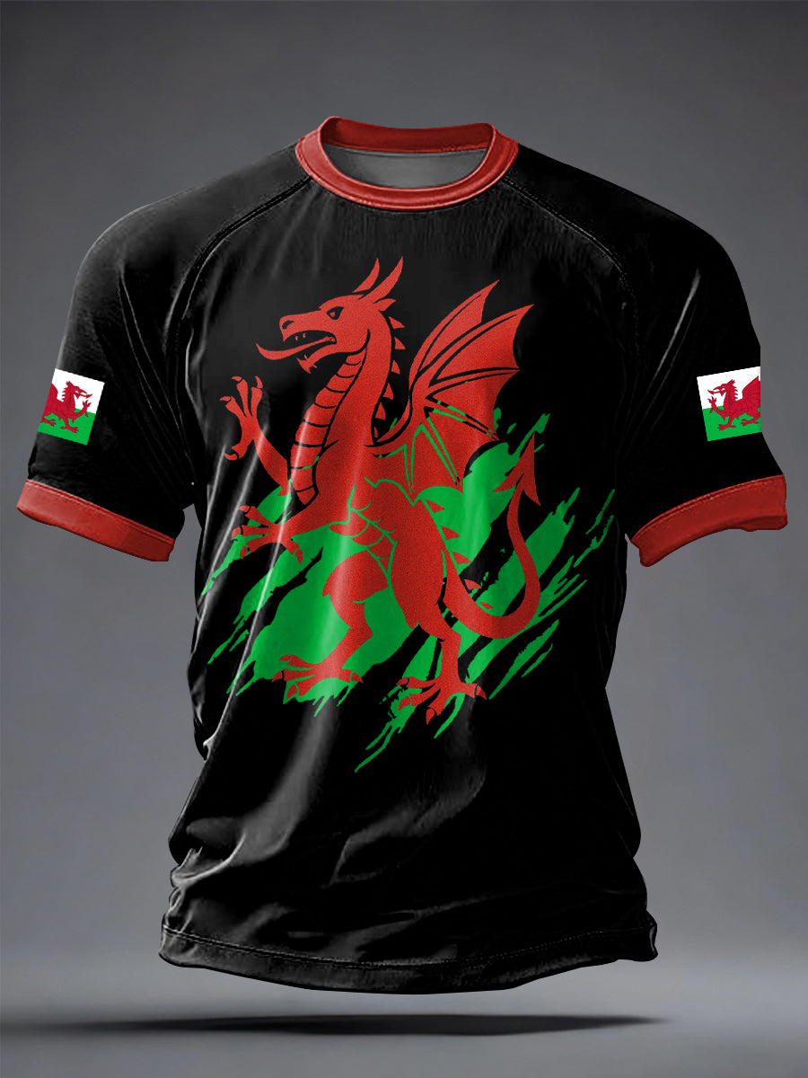 Men's Welsh Dragon Printed Casual short sleeves t-shirt