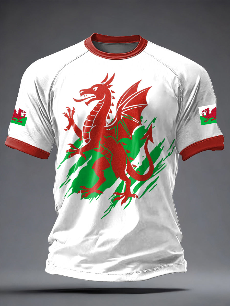 Men's Welsh Dragon Printed Casual short sleeves t-shirt
