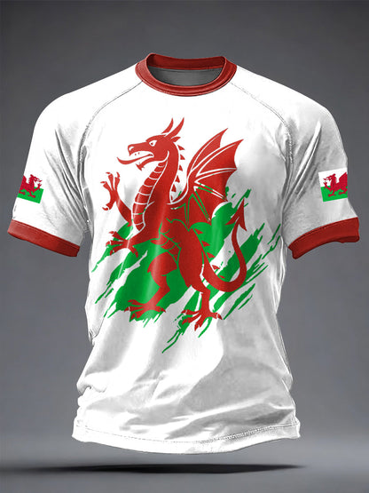 Men's Welsh Dragon Printed Casual short sleeves t-shirt
