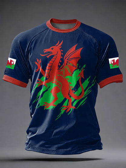 Men's Welsh Dragon Printed Casual short sleeves t-shirt