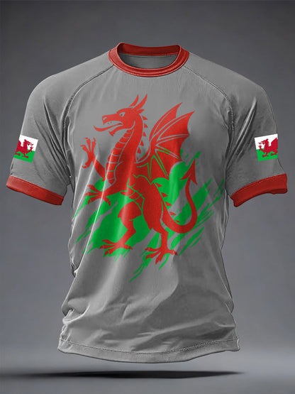 Men's Welsh Dragon Printed Casual short sleeves t-shirt