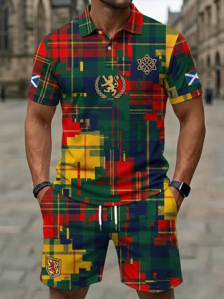 Retro UK Scotland Football Lover 2026 Casual Polo & Shorts Set