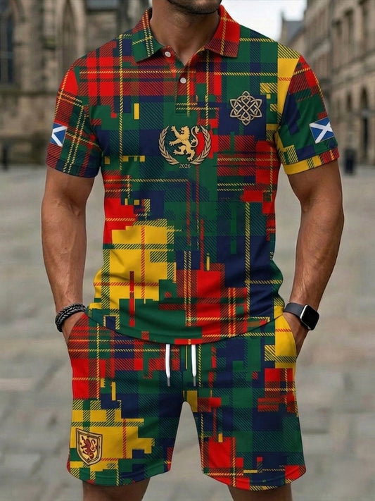 Retro UK Scotland Football Lover 2026 Casual Polo & Shorts Set