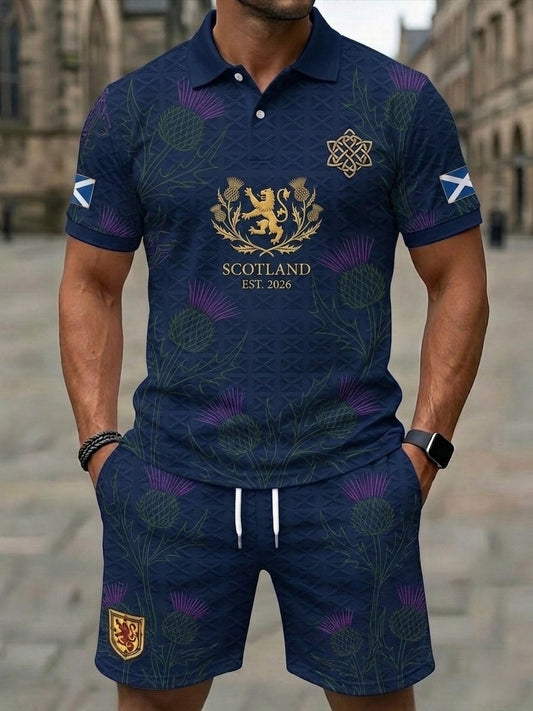 Retro UK Scotland Football Lover 2026 Casual Polo & Shorts Set