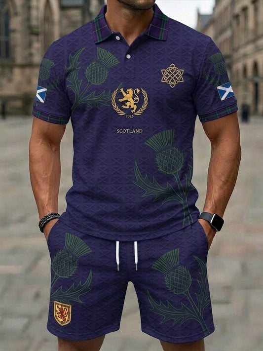 Retro UK Scotland Football Lover 2026 Casual Polo & Shorts Set
