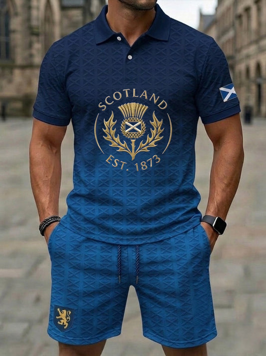 Retro UK Scotland Football Lover 2026 Casual Polo & Shorts Set