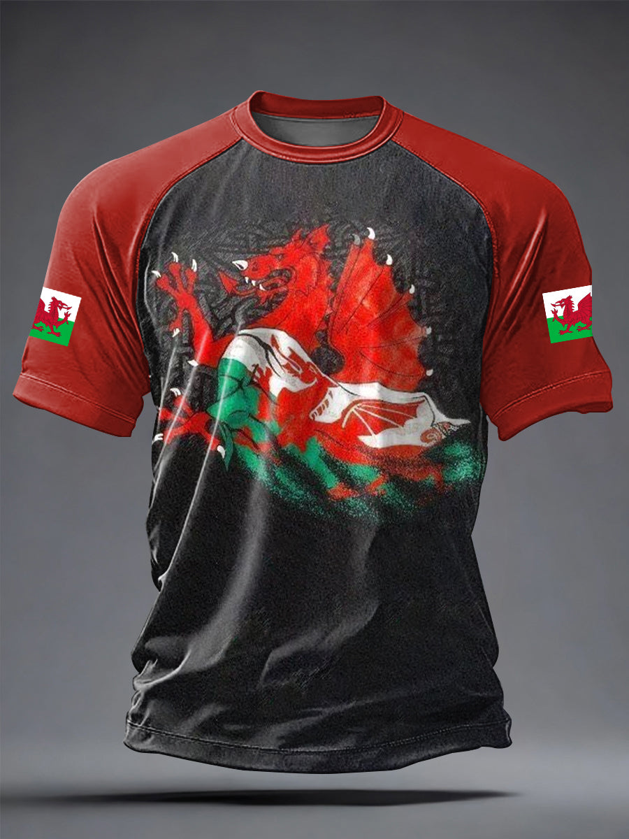 Men's Welsh Dragon Printed Casual short sleeves t-shirt