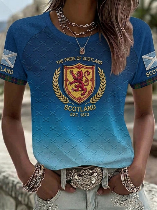 Women's UK Football Lover Scotland Printed round neck short sleeve T-shirt